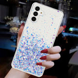 For-Samsung-Galaxy-A55-5G-Transparent-Frame-Noctilucent-Glitter-Powder-TPU-Phone-Case(Purple)