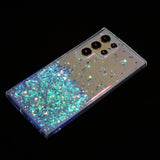 For-Samsung-Galaxy-S24-Ultra-5G-Transparent-Frame-Noctilucent-Glitter-Powder-TPU-Phone-Case(Blue)
