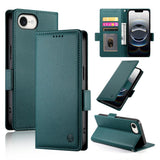 For-iPhone-17e-/-16e-Side-Buckle-Magnetic-Frosted-Leather-Phone-Case(Dark-Green)