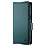 For-iPhone-17e-/-16e-Side-Buckle-Magnetic-Frosted-Leather-Phone-Case(Dark-Green)