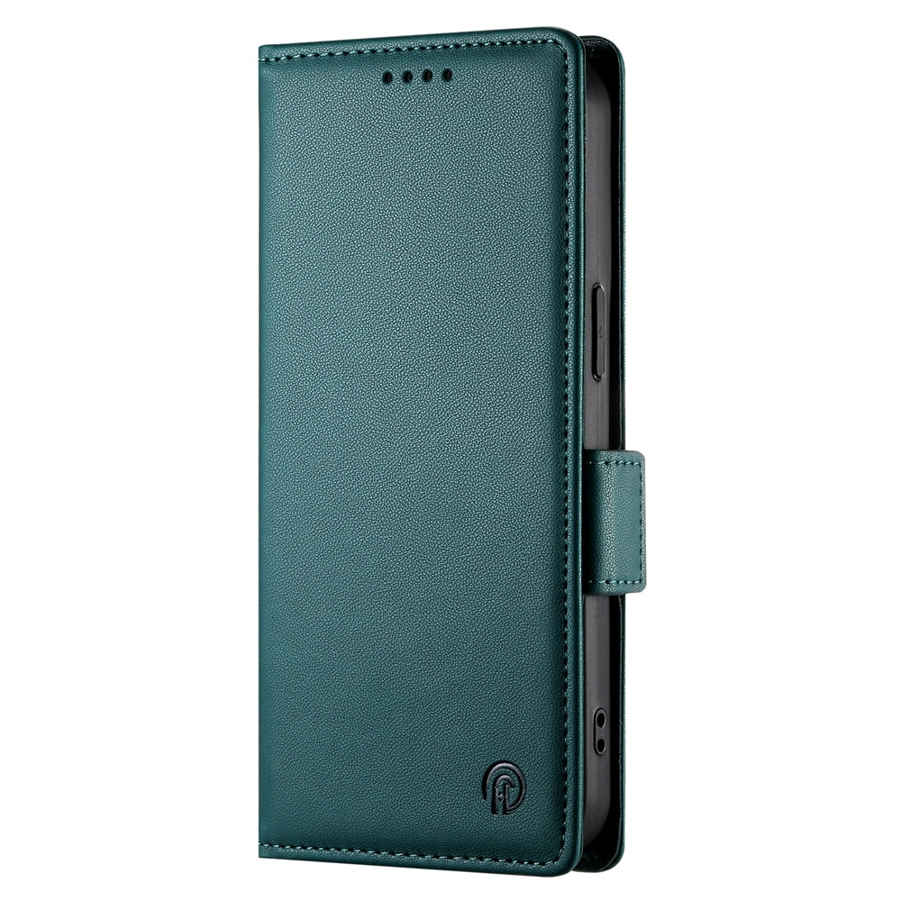 For-iPhone-17e-/-16e-Side-Buckle-Magnetic-Frosted-Leather-Phone-Case(Dark-Green)