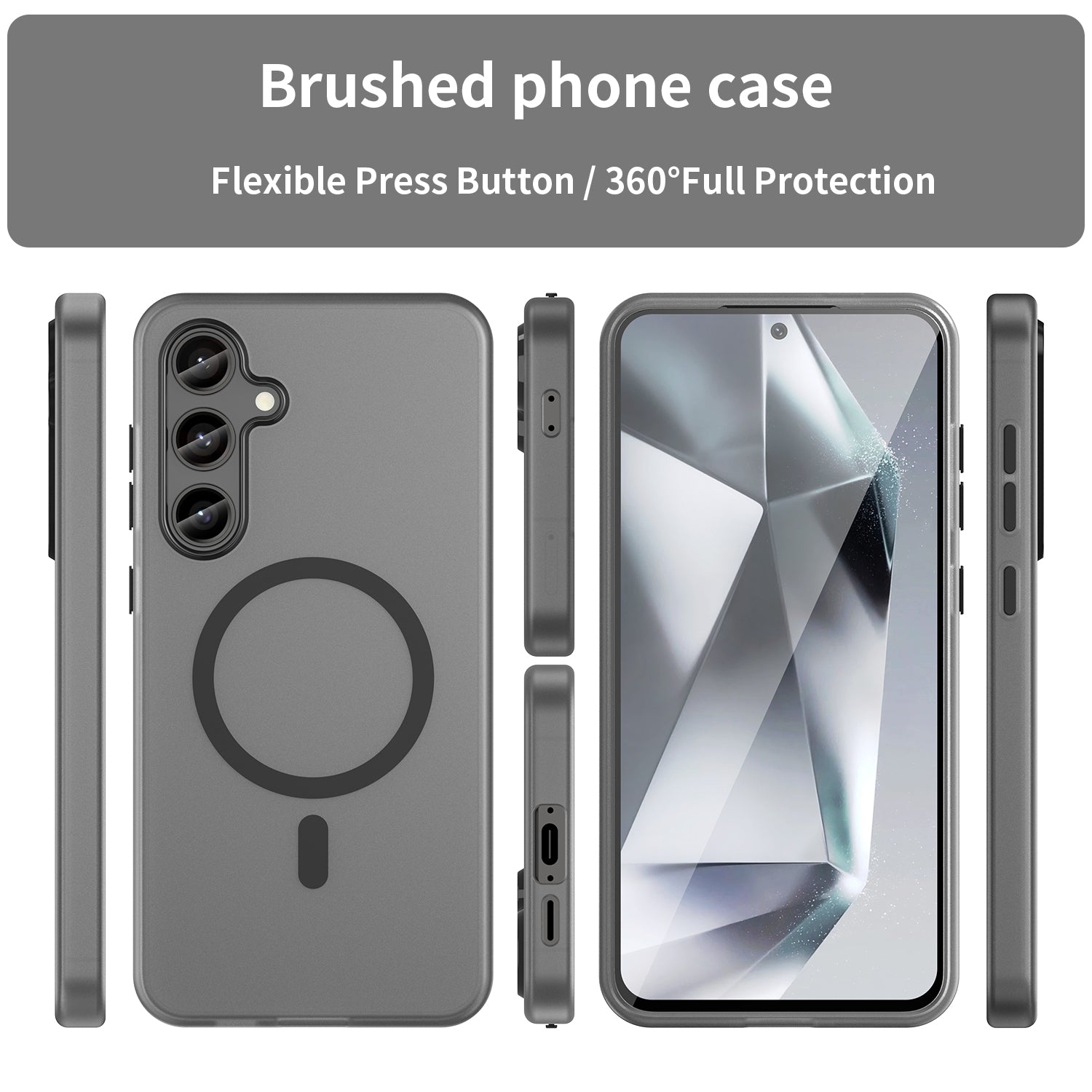 For-Samsung-Galaxy-S24-FE-5G-MagSafe-Frosted-Translucent-TPU-+-PC-Full-Coverage-Phone-Case(Black)