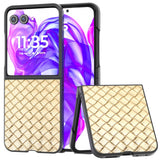 For-Motorola-Razr-50-Ultra-Black-Frame-Woven-Texture-PU-Phone-Case(Gold)
