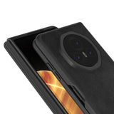 For-Honor-Magic-V3-Black-Frame-Two-color-Calf-Texture-PU-Phone-Case(Black)