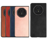 For-Honor-Magic-V3-Black-Frame-Two-color-Calf-Texture-PU-Phone-Case(Black)