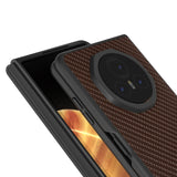 For-Honor-Magic-V3-Black-Frame-Carbon-Fiber-Texture-PU-Phone-Case(Coffee)