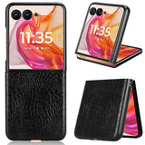 For-Motorola-Razr-50-Ultra-Crocodile-Texture-Back-Cover-Phone-Case(Black)