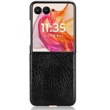 For-Motorola-Razr-50-Ultra-Crocodile-Texture-Back-Cover-Phone-Case(Black)