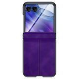 For-Motorola-Razr-50-Ultra-Integrated-Film-Hinge-Folding-PU-Phone-Case(Purple)