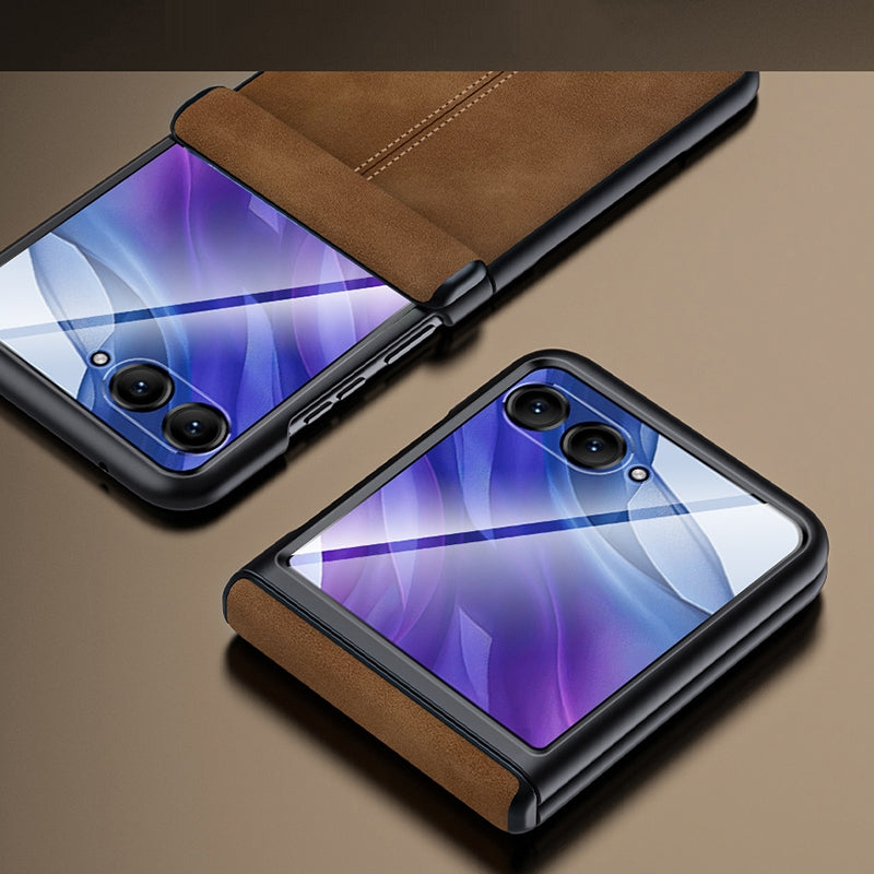 For-Motorola-Razr-50-Ultra-Integrated-Film-Hinge-Folding-PU-Phone-Case(Purple)