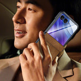 For-Motorola-Razr-50-Ultra-Integrated-Film-Hinge-Folding-PU-Phone-Case(Purple)