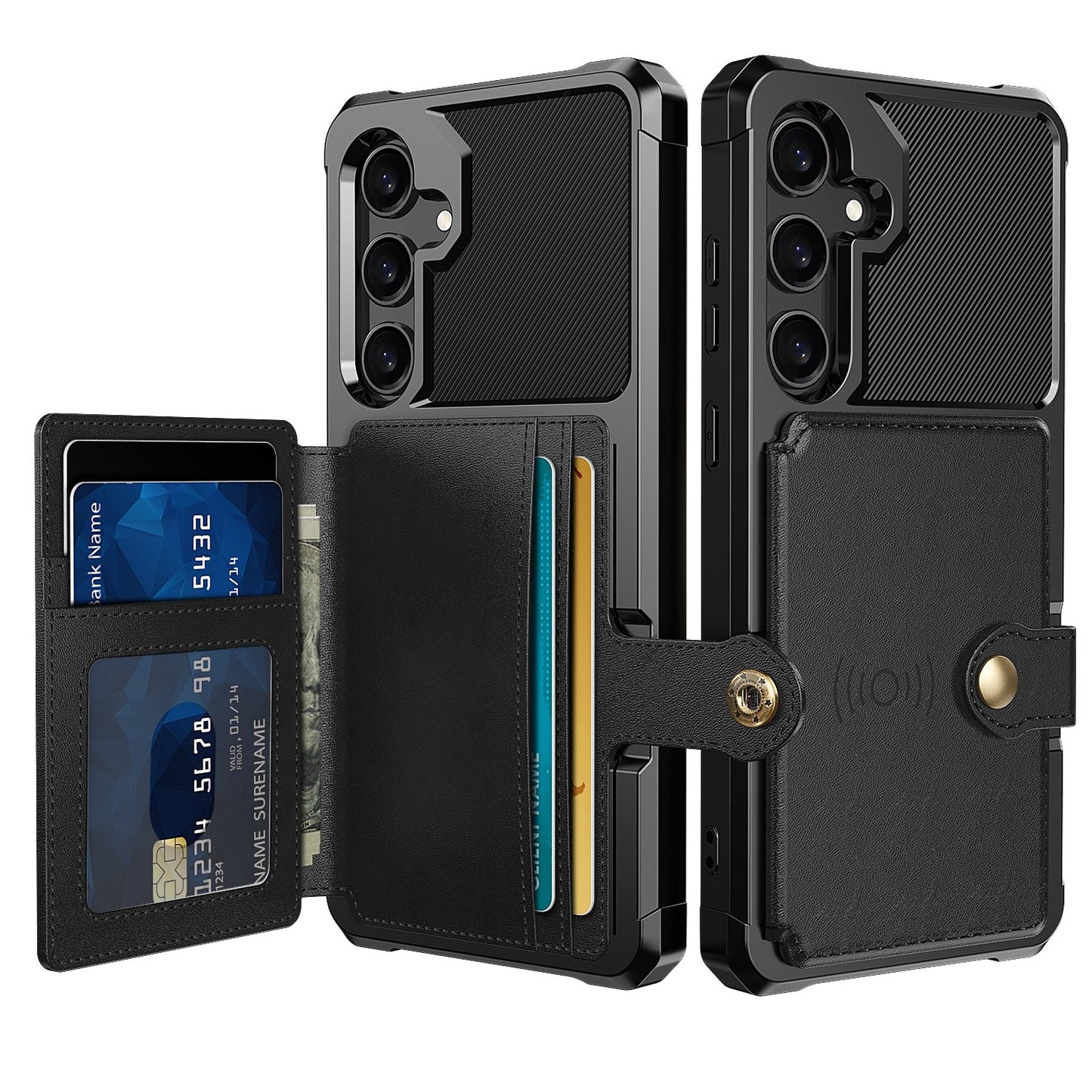 For-Samsung-Galaxy-A55-5G-Magnetic-Wallet-Card-Bag-Leather-Phone-Case(Black)
