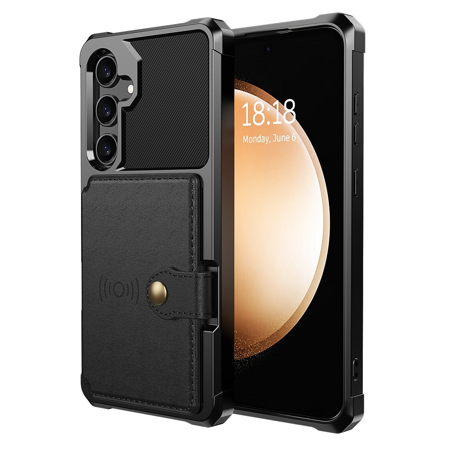 For-Samsung-Galaxy-A55-5G-Magnetic-Wallet-Card-Bag-Leather-Phone-Case(Black)
