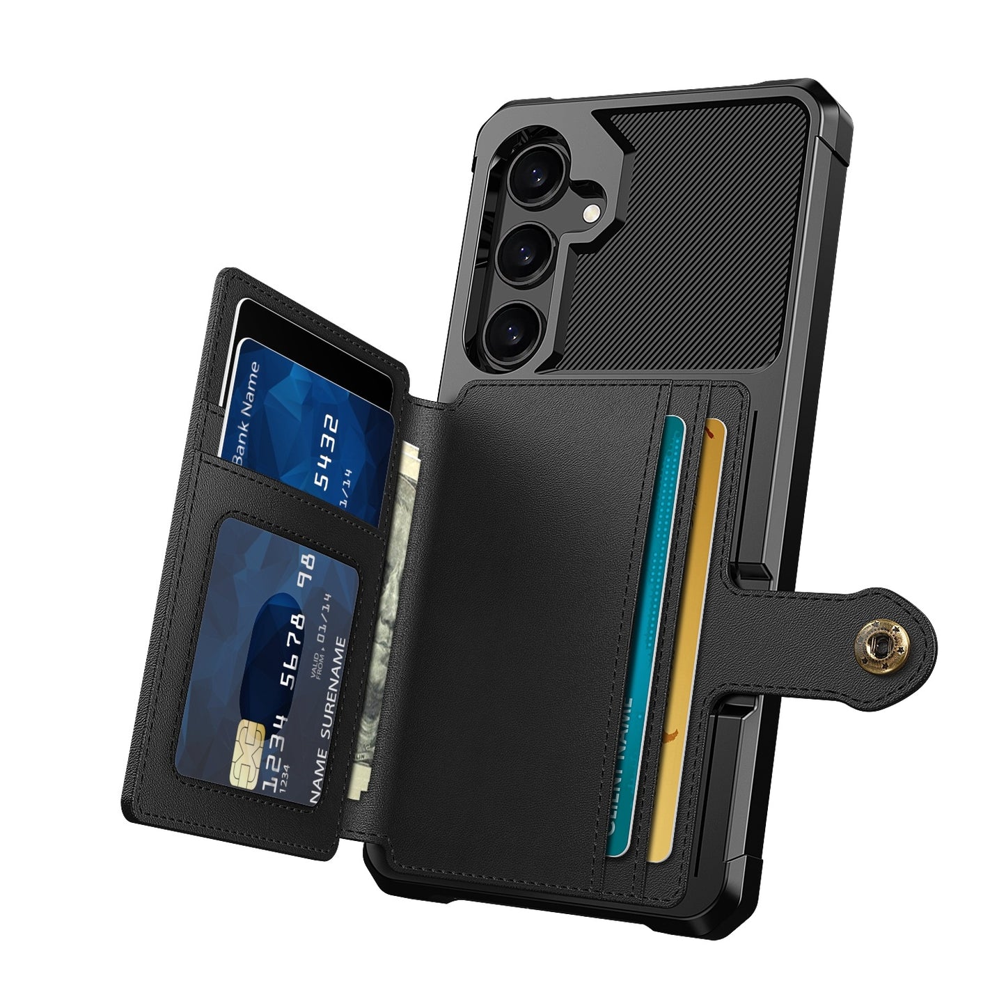 For-Samsung-Galaxy-A55-5G-Magnetic-Wallet-Card-Bag-Leather-Phone-Case(Black)