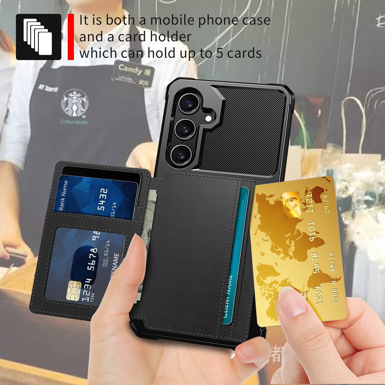 For-Samsung-Galaxy-A55-5G-Magnetic-Wallet-Card-Bag-Leather-Phone-Case(Black)