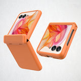 For-Motorola-Razr-50-Ultra-Integrated-Fold-Hinge-Grid-Texture-Phone-Case(Orange)