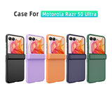 For-Motorola-Razr-50-Ultra-Integrated-Fold-Hinge-Grid-Texture-Phone-Case(Orange)