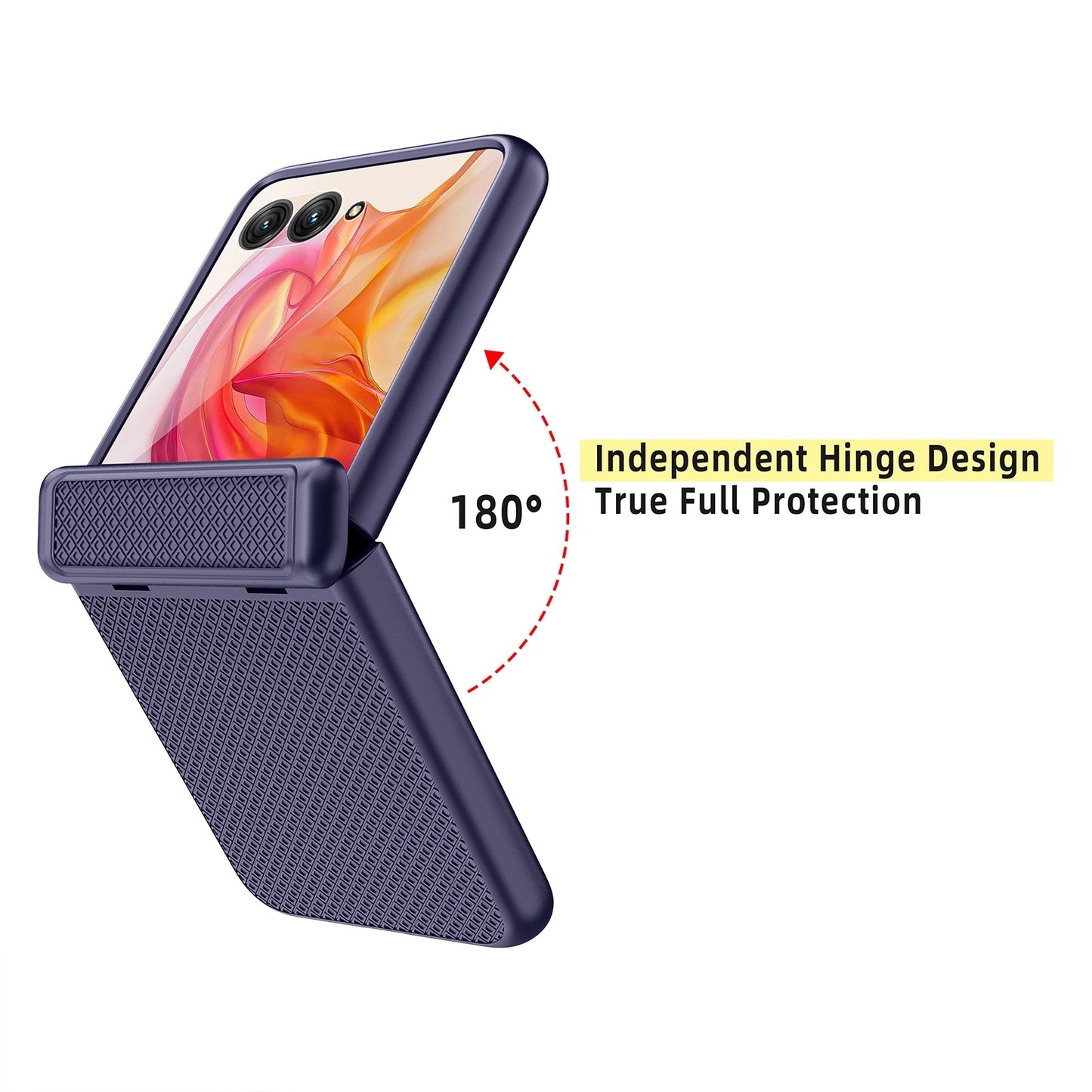 For-Motorola-Razr-50-Ultra-Integrated-Fold-Hinge-Grid-Texture-Phone-Case(Orange)