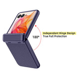 For-Motorola-Razr-50-Ultra-Integrated-Fold-Hinge-Grid-Texture-Phone-Case(Orange)