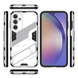 For-Samsung-Galaxy-M35-5G-Punk-Armor-2-in-1-PC-+-TPU-Shockproof-Phone-Case-with-Invisible-Holder(White)