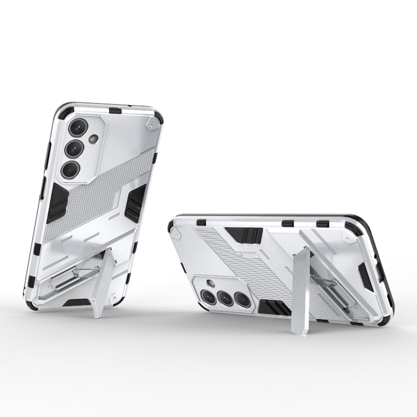 For-Samsung-Galaxy-M35-5G-Punk-Armor-2-in-1-PC-+-TPU-Shockproof-Phone-Case-with-Invisible-Holder(White)