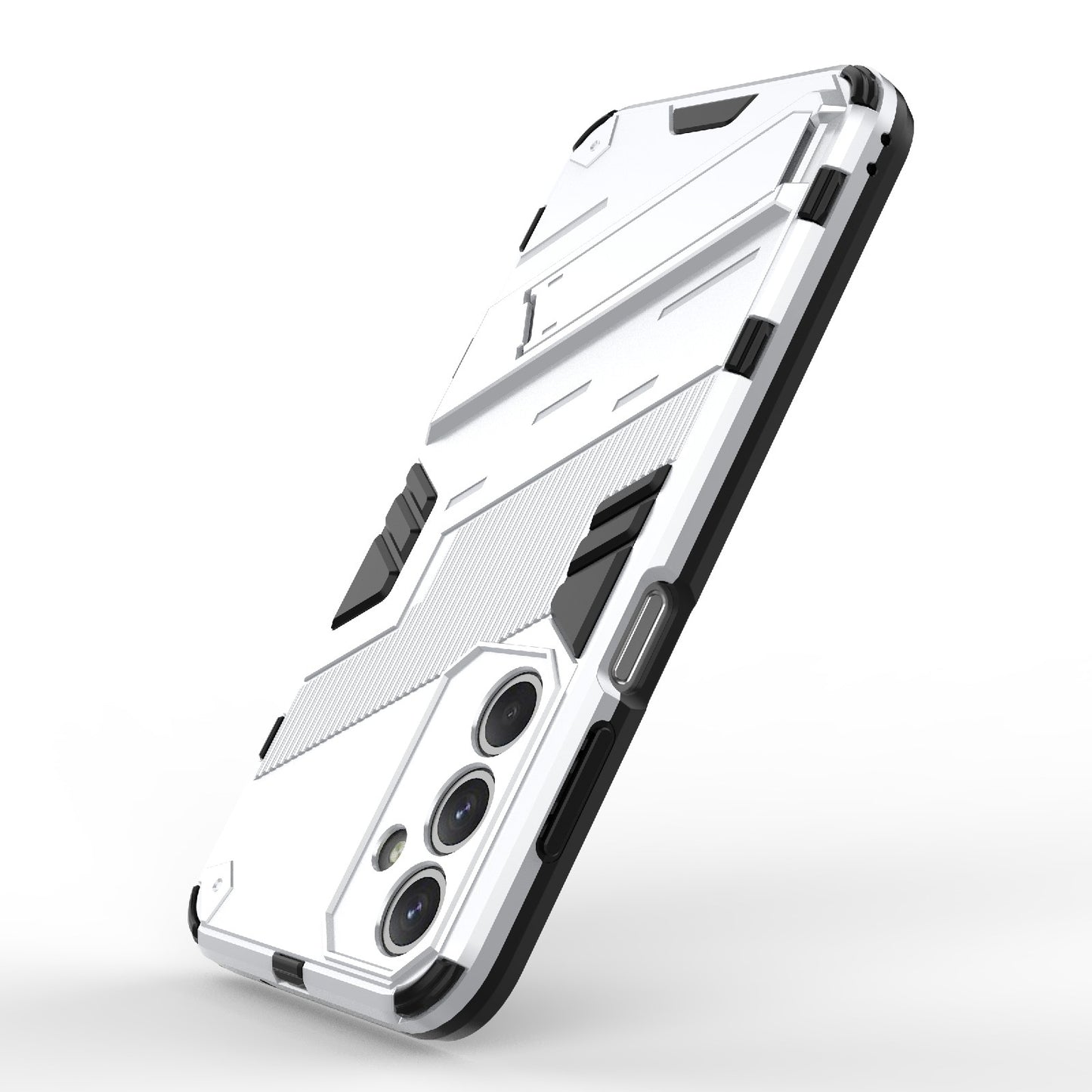 For-Samsung-Galaxy-M35-5G-Punk-Armor-2-in-1-PC-+-TPU-Shockproof-Phone-Case-with-Invisible-Holder(White)