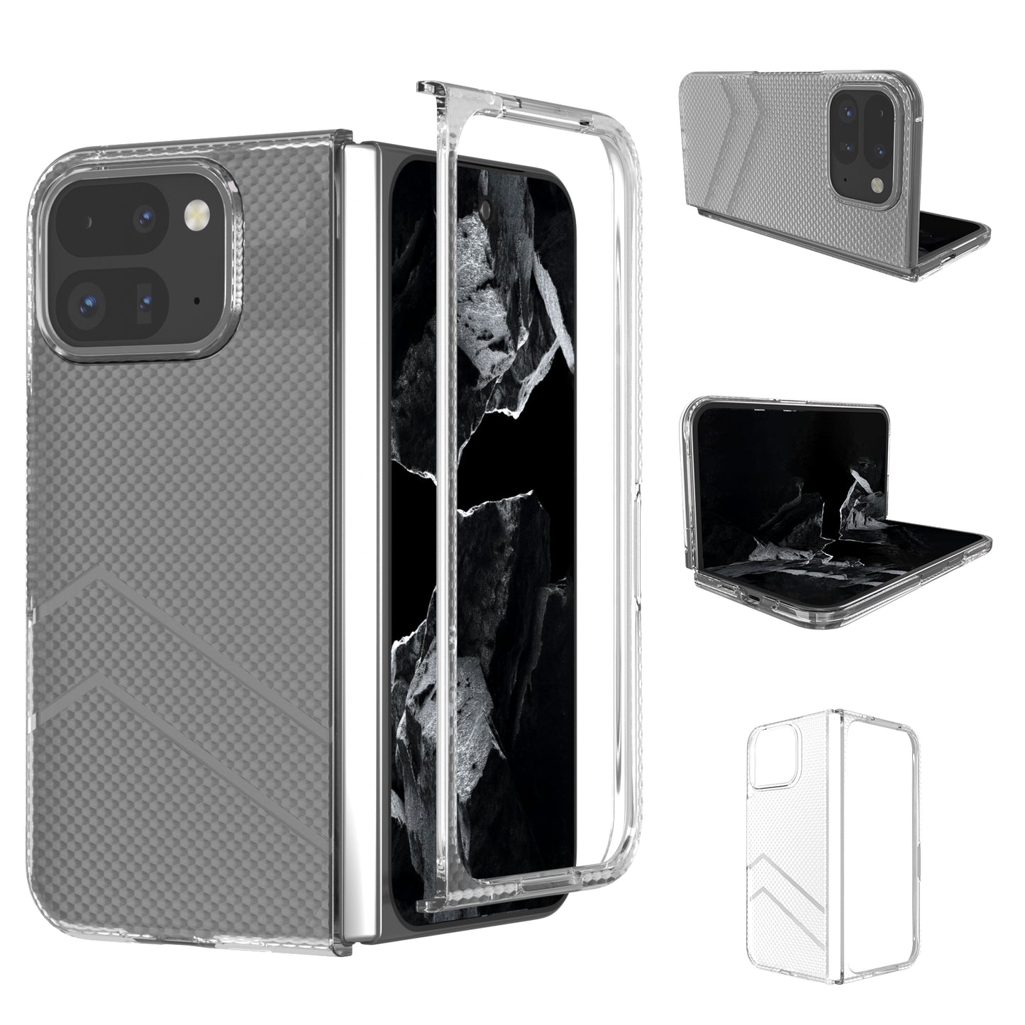 For-Google-Pixel-9-Pro-Fold-Wave-Pattern-Transparent-Frosted-Phone-Case