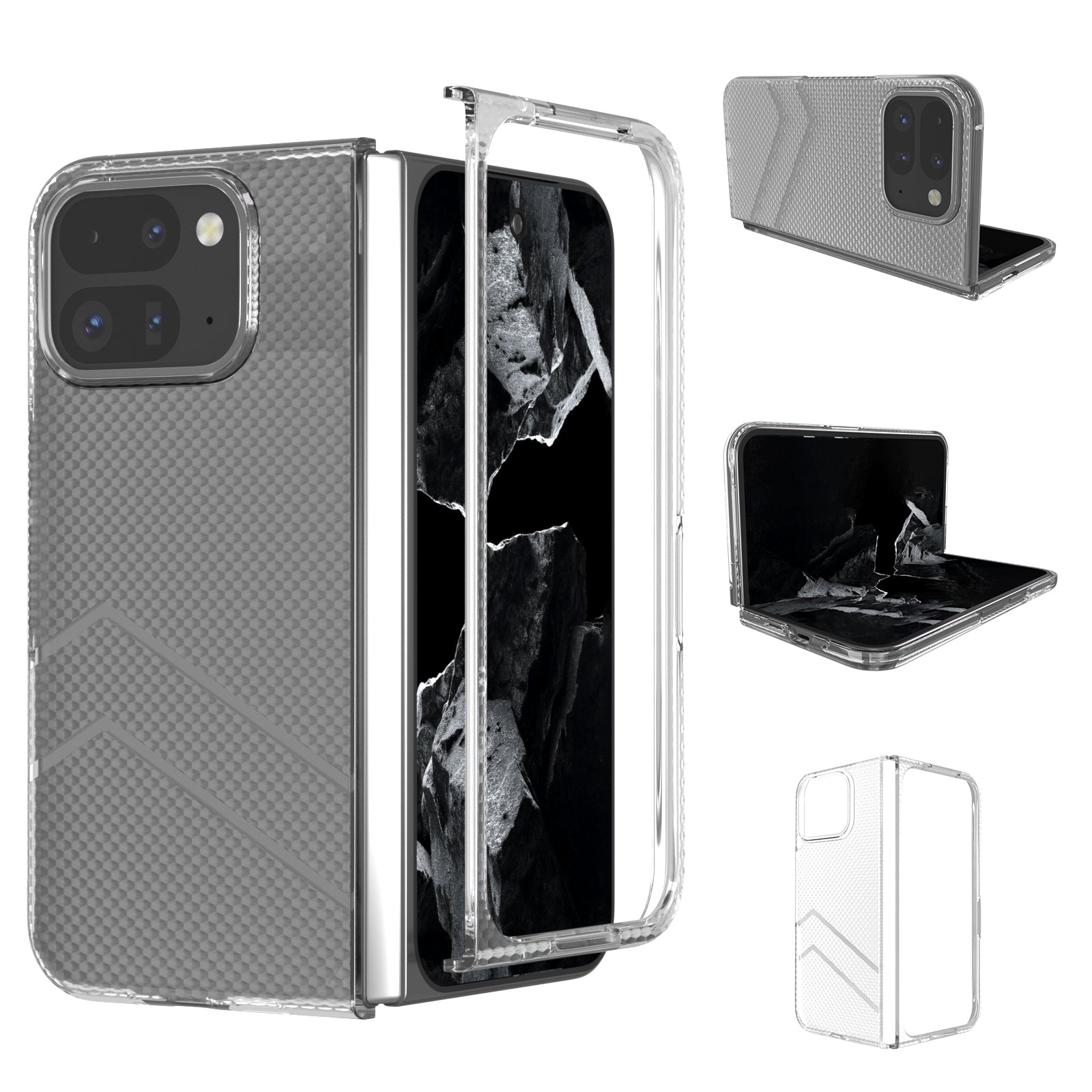 For-Google-Pixel-9-Pro-Fold-Wave-Pattern-Transparent-Frosted-Phone-Case