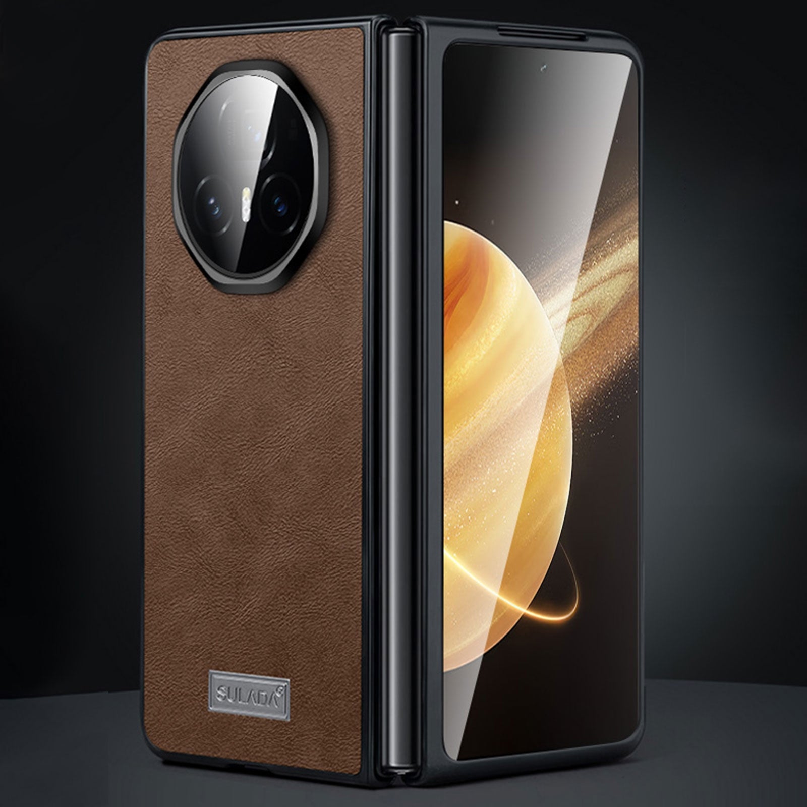 For-Honor-Magic-V3-SULADA-Shockproof-TPU-+-Handmade-Leather-Phone-Case(Brown)