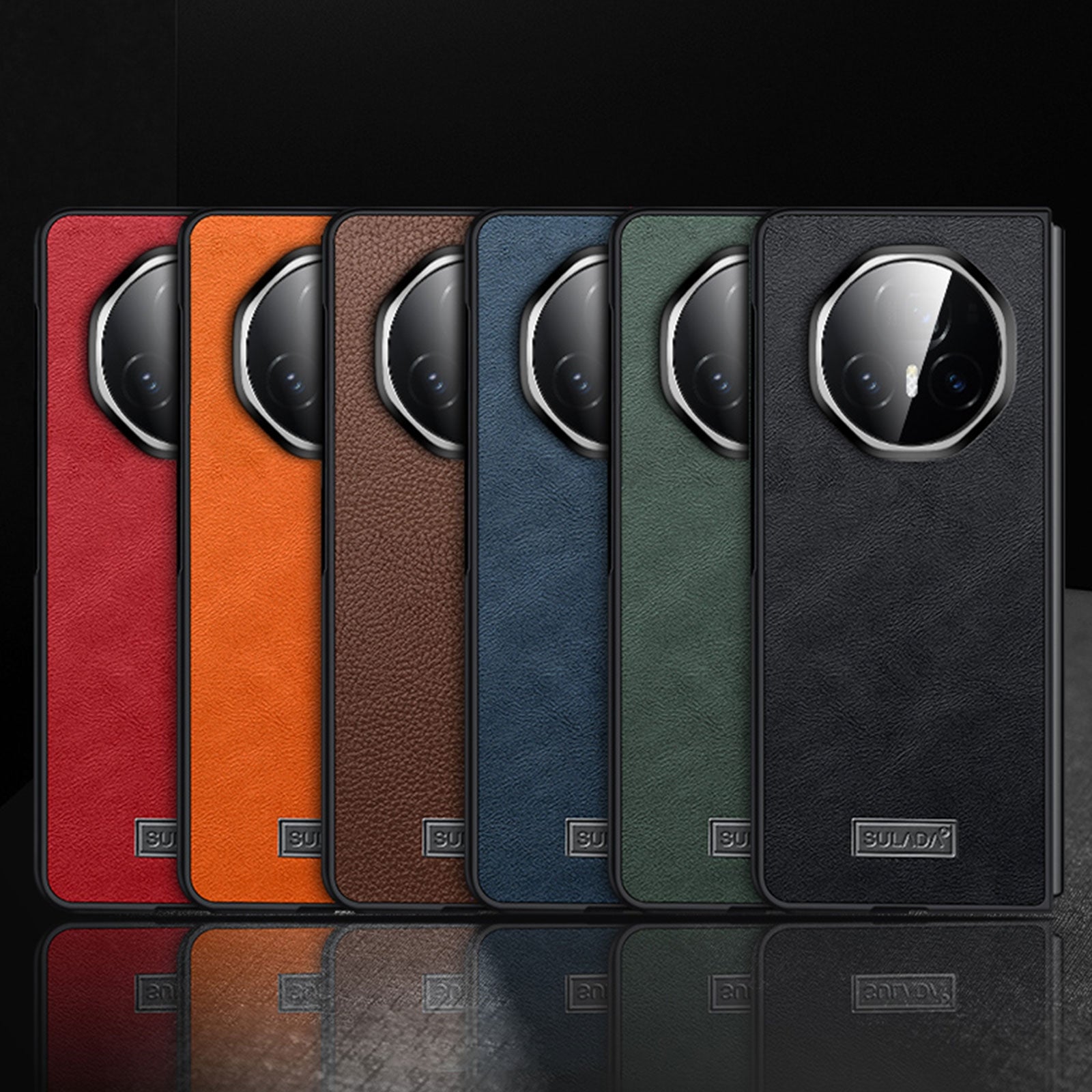 For-Honor-Magic-V3-SULADA-Shockproof-TPU-+-Handmade-Leather-Phone-Case(Green)