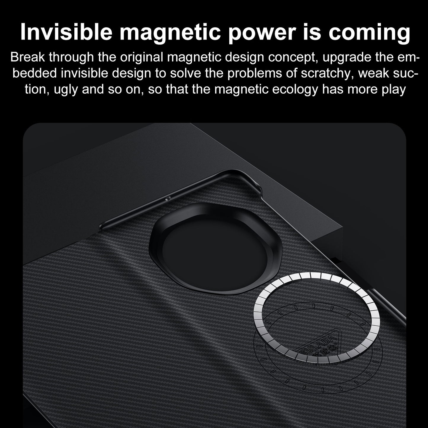 For-Honor-Magic-V3-SULADA-Kevlar-600D-Texture-Smart-Window-Leather-Phone-Case(Black)