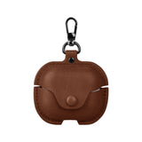 For-Samsung-Galaxy-Buds-3-Business-Leather-Bluetooth-Earphone-Protective-Case-with-Hook(Light-Brown)