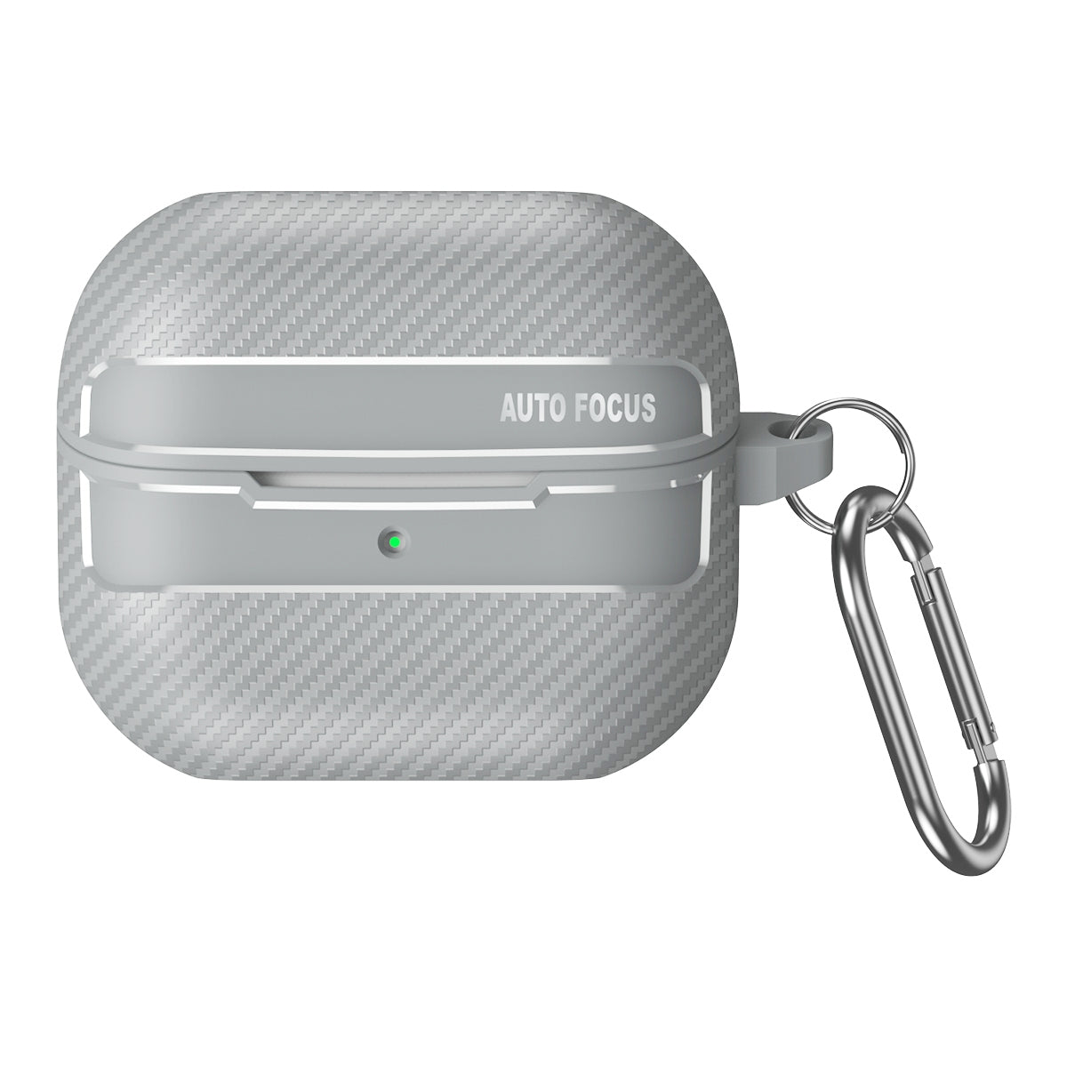 For-Samsung-Galaxy-Buds3-/-3-Pro-Carbon-Fiber-Texture-Earphone-Protective-Case-with-Carabiner(Grey)