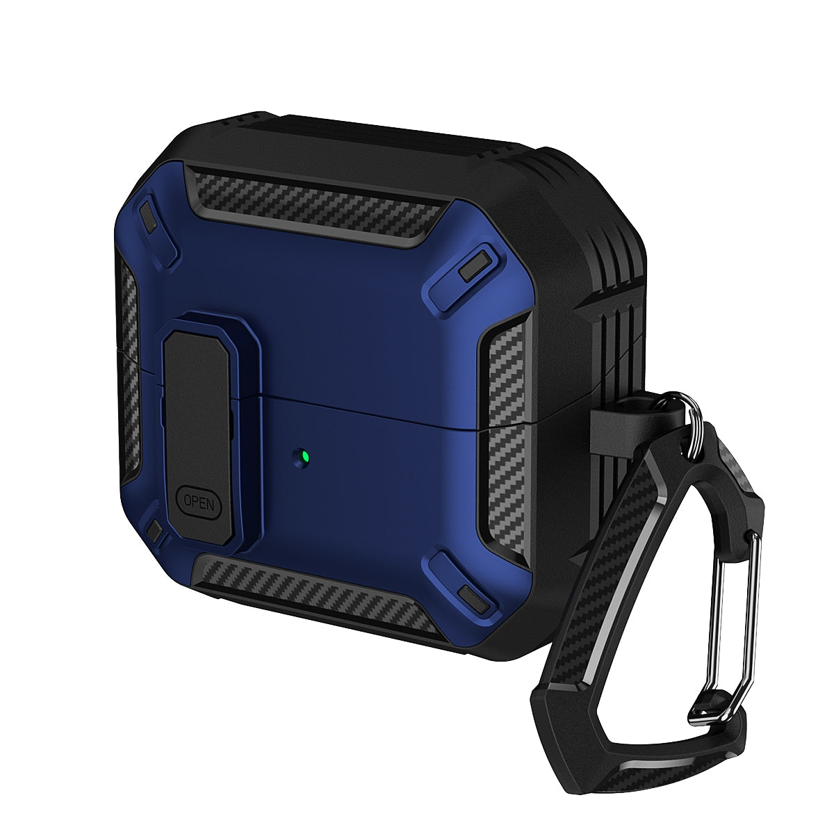 For-Samsung-Galaxy-Buds-3-/-3-Pro-Dual-color-Earphone-Protective-Case-with-Switch-&-Hook(Black-Blue)