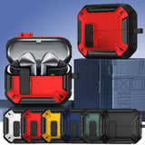 For-Samsung-Galaxy-Buds-3-/-3-Pro-Dual-color-Earphone-Protective-Case-with-Switch-&-Hook(Black-Blue)