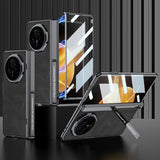 For-Honor-Magic-V3-GKK-Integrated-Magnetic-Fold-Hinge-Leather-Shockproof-Phone-Case(Matte-Black)