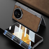 For-Honor-Magic-V3-GKK-Integrated-Magnetic-Fold-Hinge-Leather-Shockproof-Phone-Case(Matte-Brown)