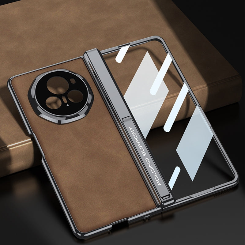 For-Honor-Magic-V3-GKK-Integrated-Magnetic-Fold-Hinge-Leather-Shockproof-Phone-Case(Matte-Brown)