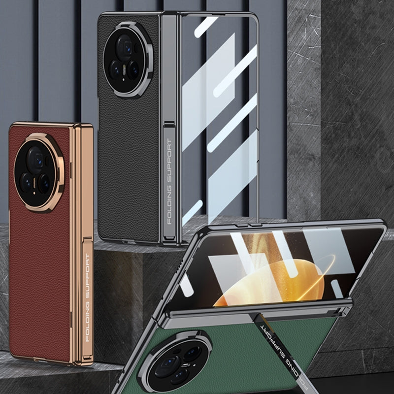 For-Honor-Magic-V3-GKK-Integrated-Magnetic-Fold-Hinge-Leather-Shockproof-Phone-Case(Silver)