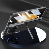 For-Honor-Magic-V3-GKK-Integrated-Magnetic-Fold-Hinge-Leather-Shockproof-Phone-Case(Silver)