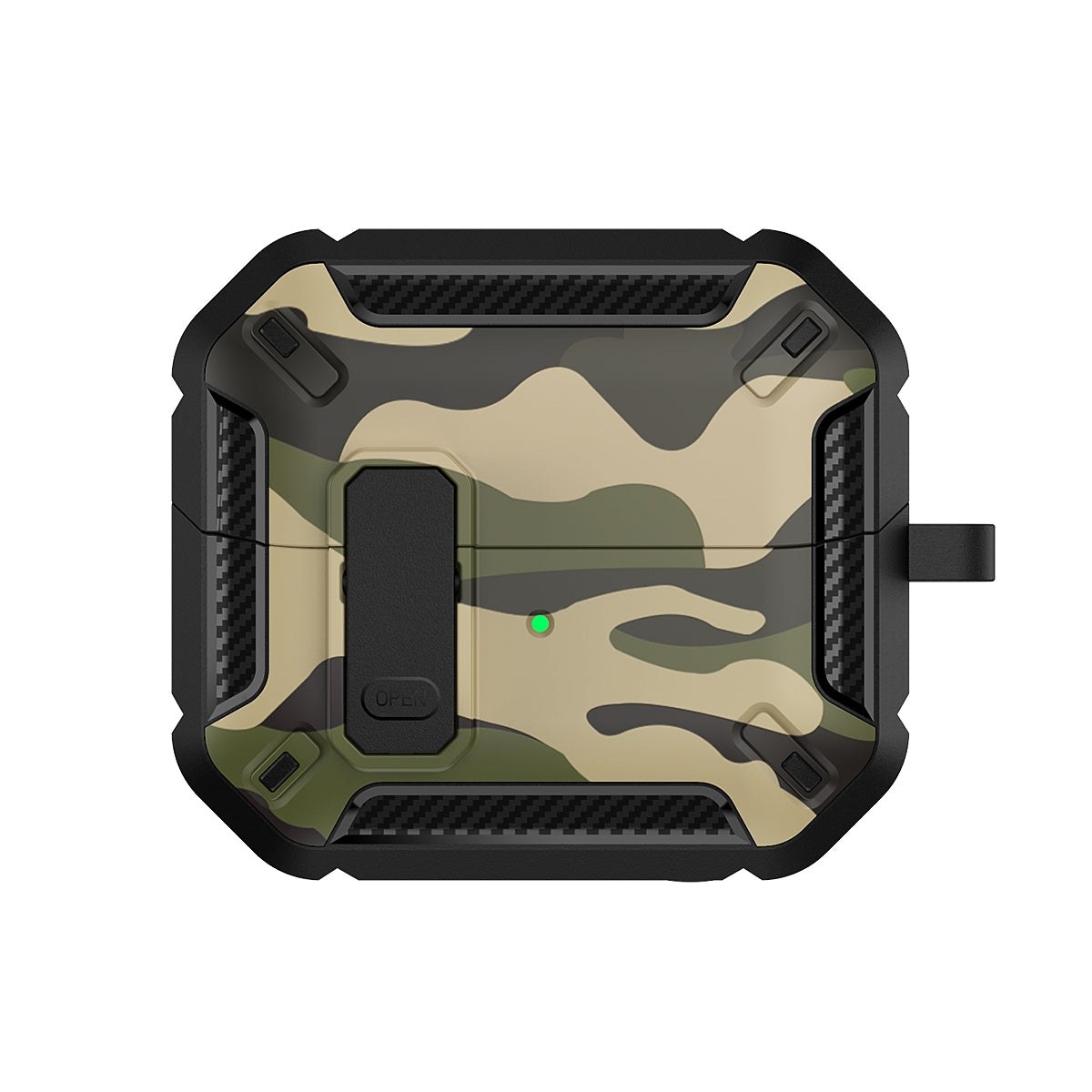 For-Samsung-Galaxy-Buds3-/-3-Pro-Camouflage-Earphone-Protective-Case-with-Switch-&-Hook(Green)