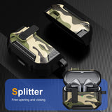 For-Samsung-Galaxy-Buds3-/-3-Pro-Camouflage-Earphone-Protective-Case-with-Switch-&-Hook(Green)