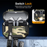 For-Samsung-Galaxy-Buds3-/-3-Pro-Camouflage-Earphone-Protective-Case-with-Switch-&-Hook(Green)