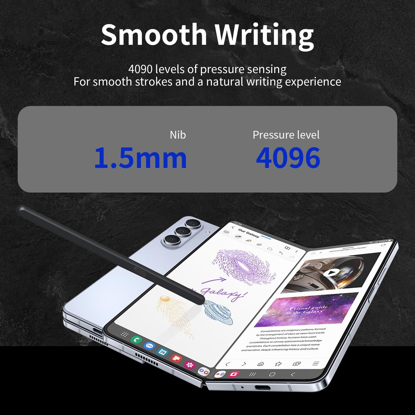 For-Samsung-Galaxy-Z-Fold6-/-5-/-4-/-3-Electromagnetic-Stylus-Pen-with-Pen-Slot(Black)