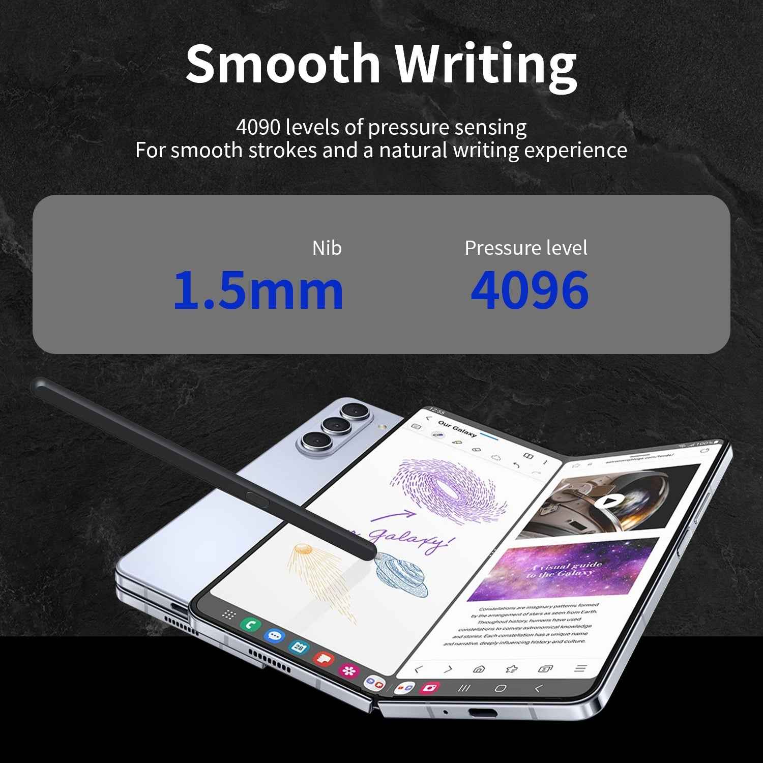 For-Samsung-Galaxy-Z-Fold6-/-5-/-4-/-3-Electromagnetic-Stylus-Pen-with-Pen-Slot(Black)