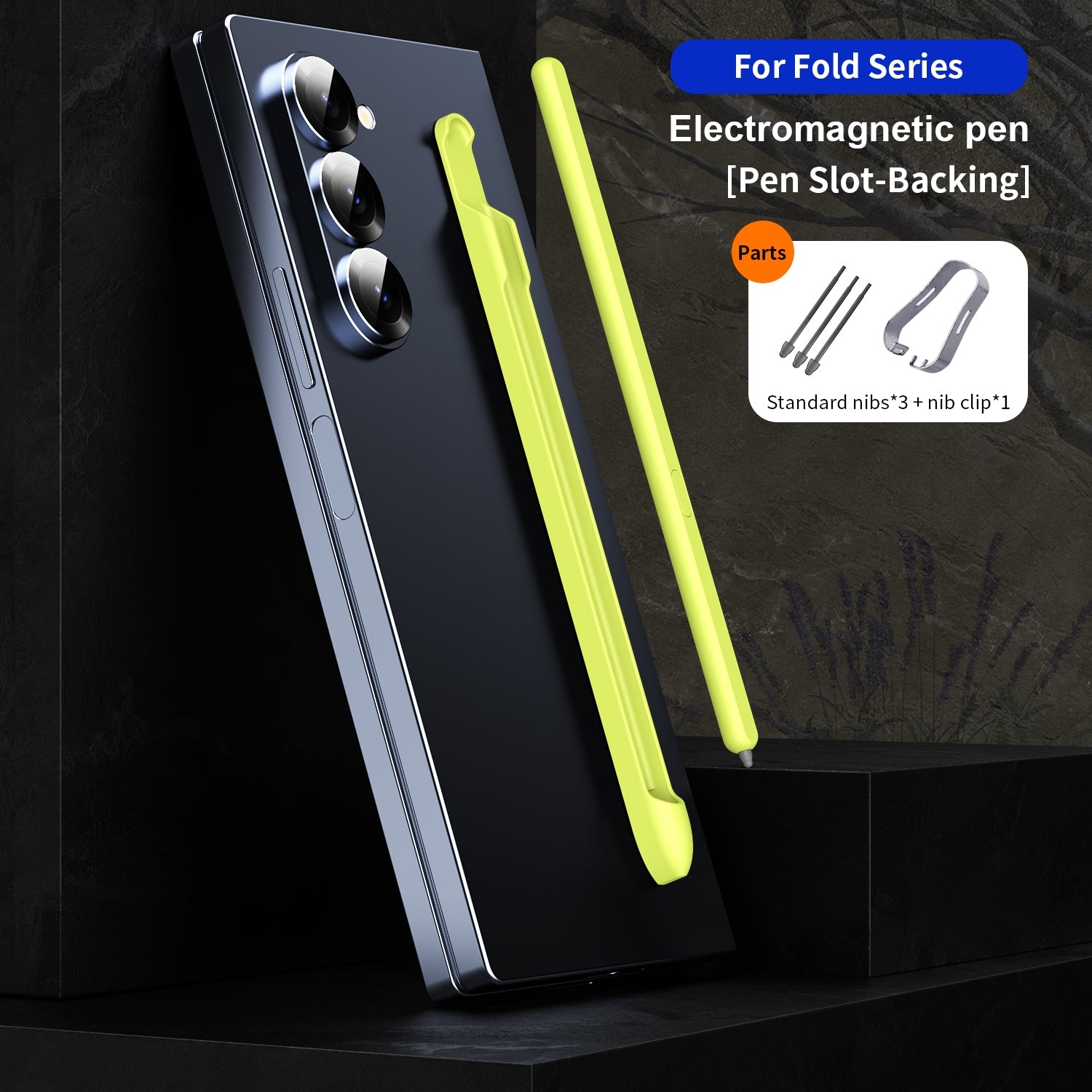 For-Samsung-Galaxy-Z-Fold6-/-5-/-4-/-3-Electromagnetic-Stylus-Pen-with-Pen-Slot(Yellow-Green)