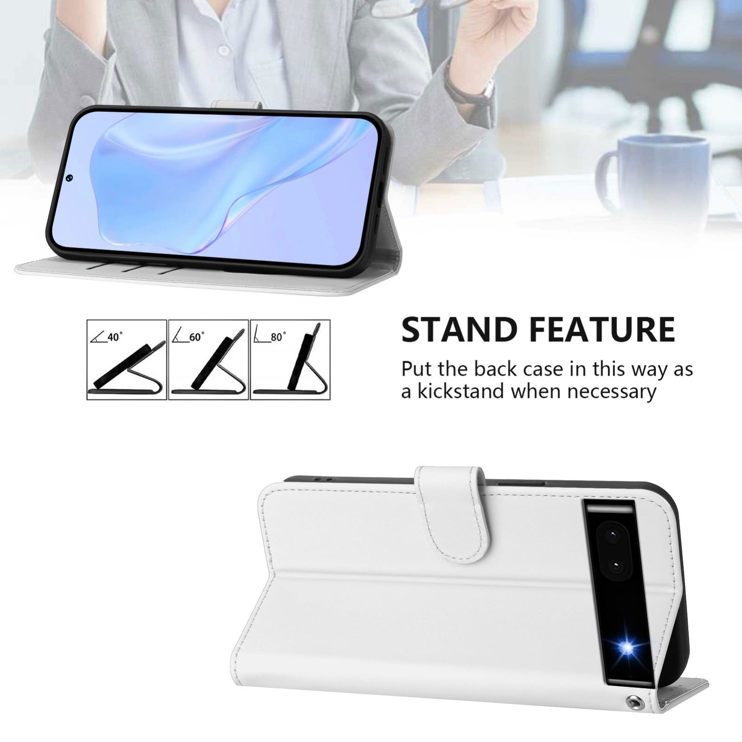 For-Google-Pixel-6a-Skin-Feel-Solid-Color-Leather-Phone-Case-with-Lanyard(White)