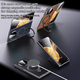 For-Honor-Magic-V3-SULADA-Top-Grain-Leather-MagSafe-Magnetic-Holder-Phone-Case(Black)