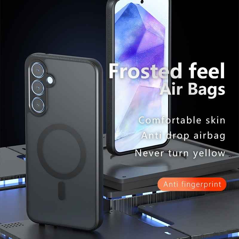 For-Samsung-Galaxy-A55-5G-Armor-MagSafe-PC-Hybrid-TPU-Phone-Case(Frosted-Black)