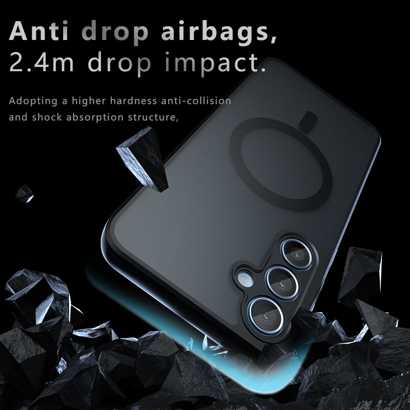 For-Samsung-Galaxy-A55-5G-Armor-MagSafe-PC-Hybrid-TPU-Phone-Case(Frosted-Black)
